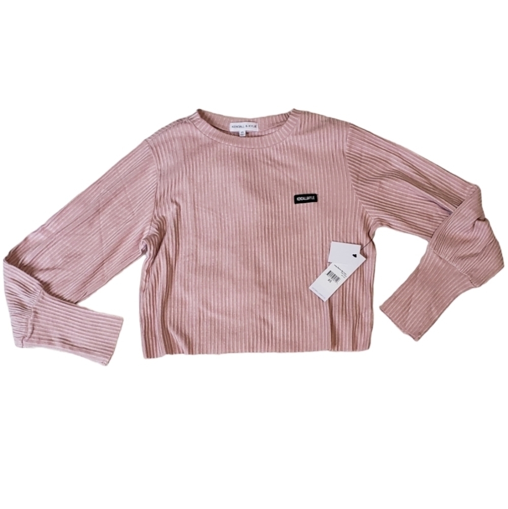 Kendall & Kylie Long Sleeve Rib Crew Top